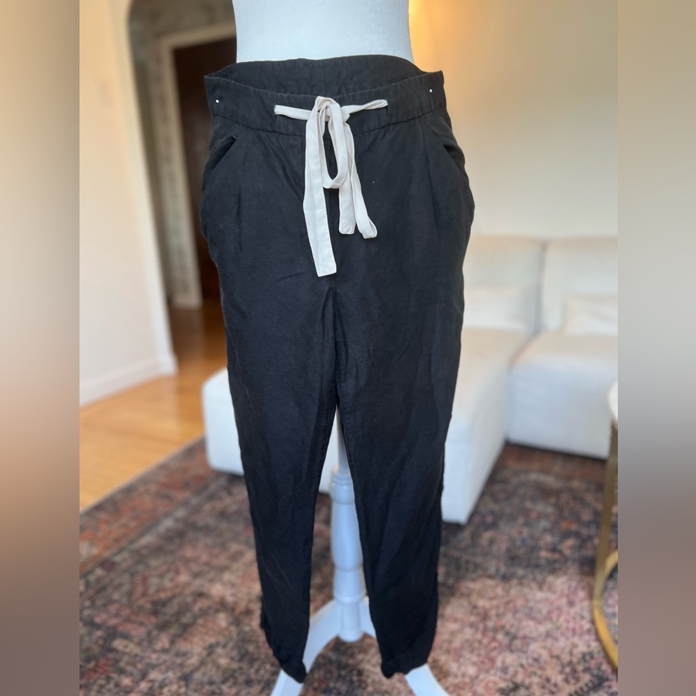 Aritzia Cropped Linen Pant w. Silk Tie Waist